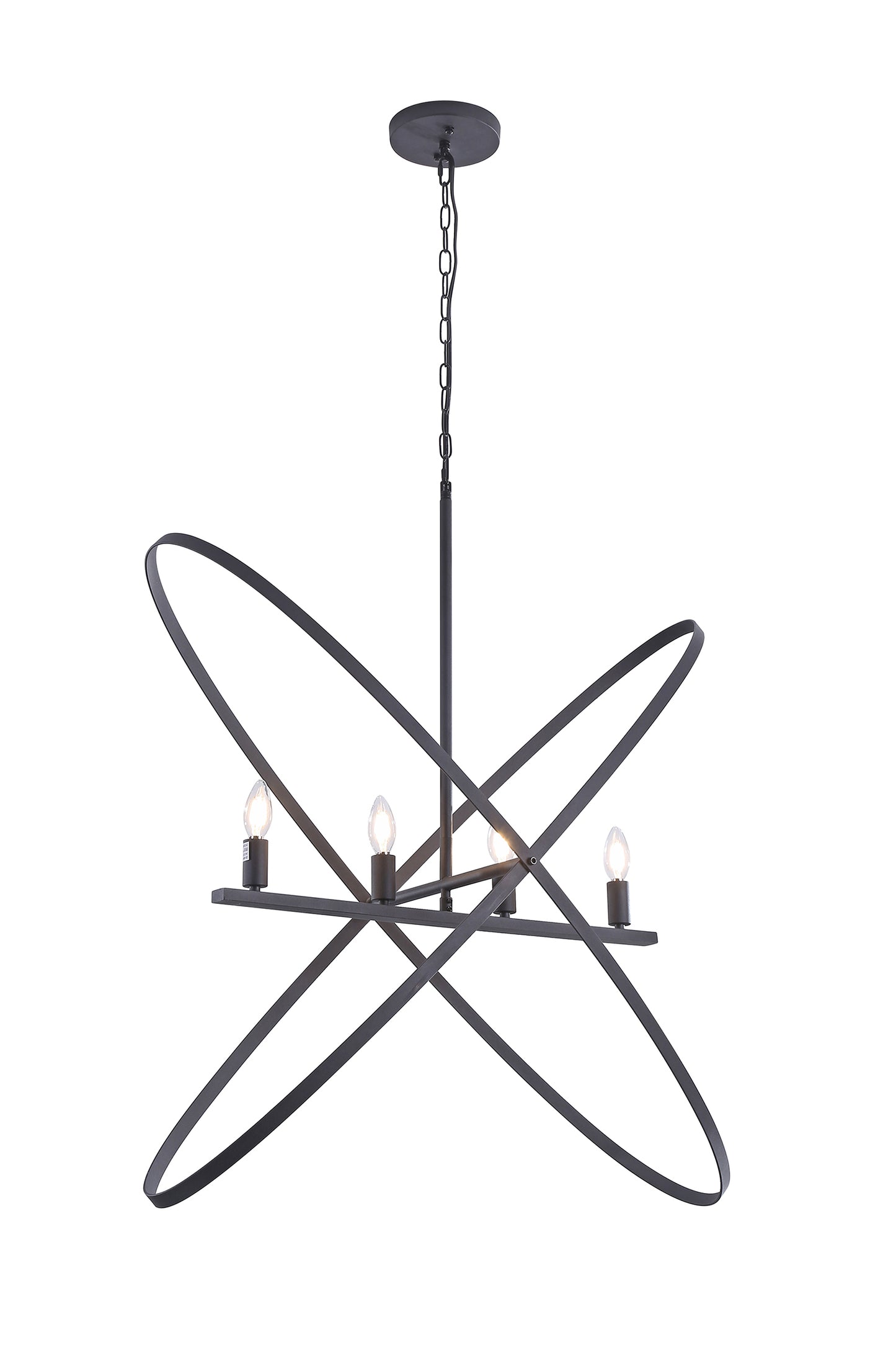 29"L X 15"W X 37.5"H 4 Led Matte Black Atom Brass Metal Pendant
