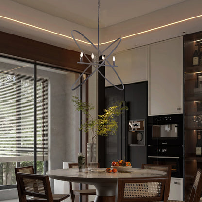 29"L X 15"W X 37.5"H 4 Led Matte Black Atom Brass Metal Pendant