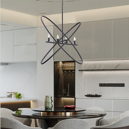 29"L X 15"W X 37.5"H 4 Led Matte Black Atom Brass Metal Pendant