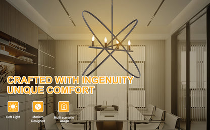 29"L X 15"W X 37.5"H 4 Led Matte Black Atom Brass Metal Pendant