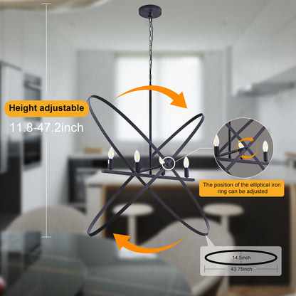 29"L X 15"W X 37.5"H 4 Led Matte Black Atom Brass Metal Pendant