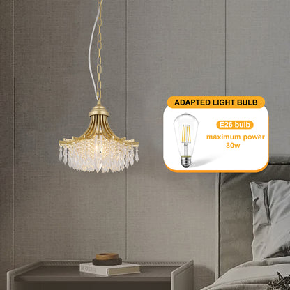 11.75" Dia X 10" H Single Bulb Matte Gold Glass Fan Shape Pendant Chandelier
