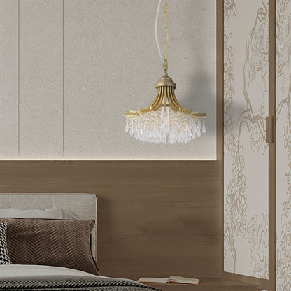 11.75" Dia X 10" H Single Bulb Matte Gold Glass Fan Shape Pendant Chandelier