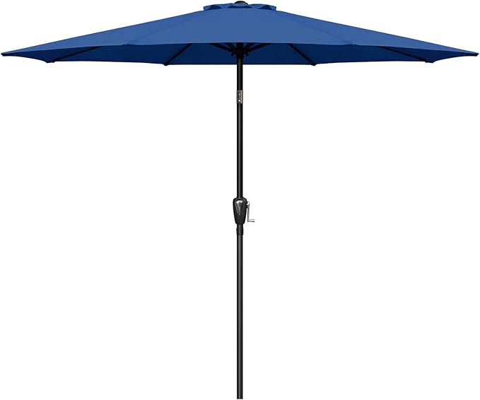 Outdoor Market Table Patio Umbrella with Button Tilt, Crank and 8 Sturdy Ribs for Garden, Deck, Lawn, Backyard & Pool