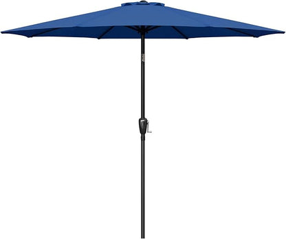 Outdoor Market Table Patio Umbrella with Button Tilt, Crank and 8 Sturdy Ribs for Garden, Deck, Lawn, Backyard & Pool