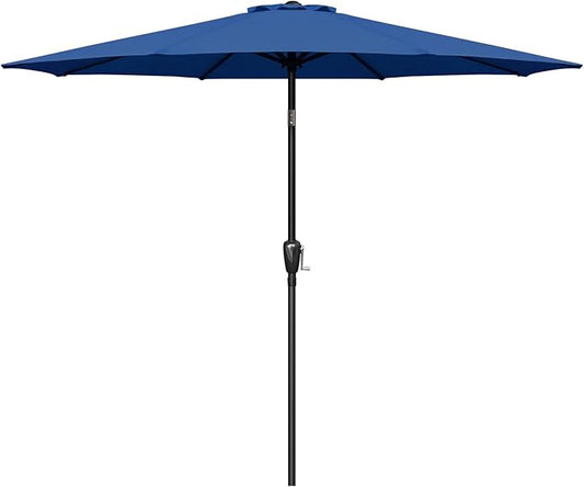 Outdoor Market Table Patio Umbrella with Button Tilt, Crank and 8 Sturdy Ribs for Garden, Deck, Lawn, Backyard & Pool
