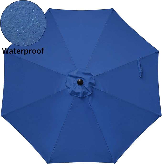 Outdoor Market Table Patio Umbrella with Button Tilt, Crank and 8 Sturdy Ribs for Garden, Deck, Lawn, Backyard & Pool