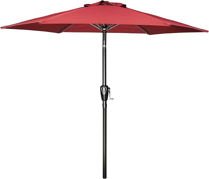 7.5ft Patio Umbrella Outdoor Table Market Yard Umbrella with Push Button Tilt/Crank, 6 Sturdy Ribs for Garden, Deck, Backyard, Pool, Red