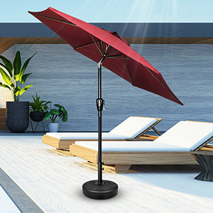 7.5ft Patio Umbrella Outdoor Table Market Yard Umbrella with Push Button Tilt/Crank, 6 Sturdy Ribs for Garden, Deck, Backyard, Pool, Red