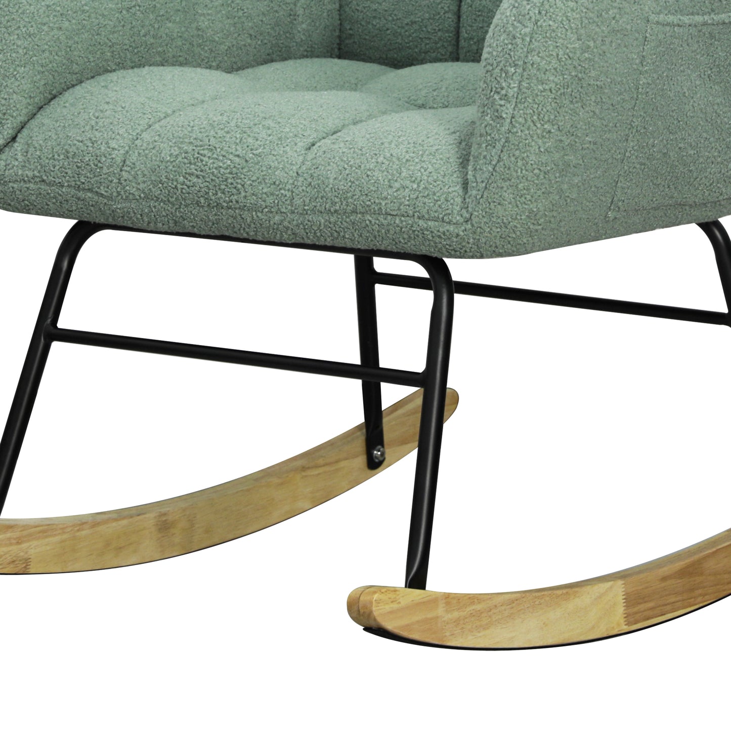 Teddy Fabric Rocking Chair, Modern Rocking Accent Chair for Nursery, Living Room, Bedroom, Light Geen