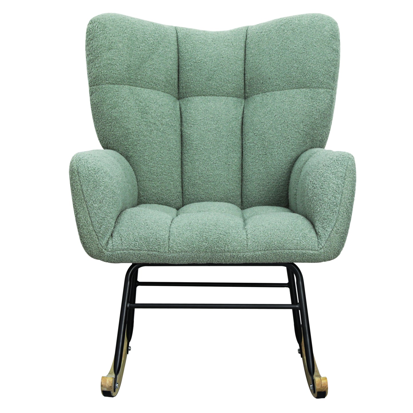 Teddy Fabric Rocking Chair, Modern Rocking Accent Chair for Nursery, Living Room, Bedroom, Light Geen