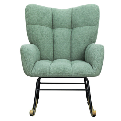 Teddy Fabric Rocking Chair, Modern Rocking Accent Chair for Nursery, Living Room, Bedroom, Light Geen