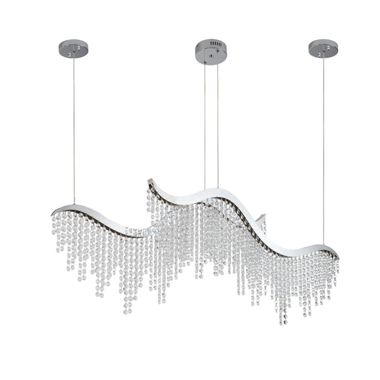 36-inch Modern Wave LED Crystal Chandelier - Adjustable Color Temperature 3000K/4000K/6000K - Adjustable Height - Elegant Chandelier for Living Room and Luxurious Space