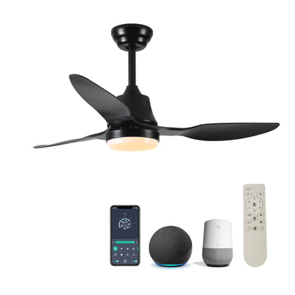 42" Smart Ceiling Fan with Lights Remote,Silent DC Motor,Voice Control via Alexa Google WIFI Phone,6-Speed,Outdoor Indoor Modern Ceiling Fans for Living Room Bedroom Patio