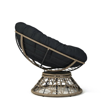 40" Ergonomic Wicker Chair with Cloud Thick Density Fabric Cushion,3-proof Cover,High Capacity Iron Frame,Fluid 360 Degree Swivel for Reading,Living Room, Bedroom,Lounge,Brown Base,2 Colors