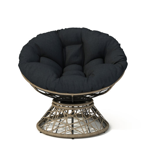40" Ergonomic Wicker Chair with Cloud Thick Density Fabric Cushion,3-proof Cover,High Capacity Iron Frame,Fluid 360 Degree Swivel for Reading,Living Room, Bedroom,Lounge,Brown Base,2 Colors