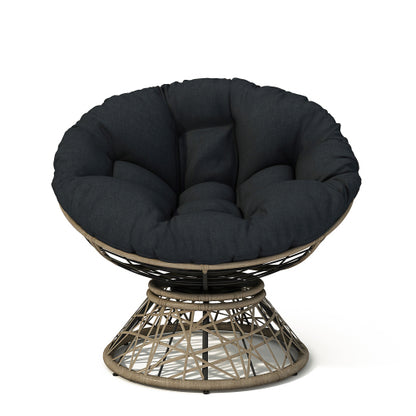 40" Ergonomic Wicker Chair with Cloud Thick Density Fabric Cushion,3-proof Cover,High Capacity Iron Frame,Fluid 360 Degree Swivel for Reading,Living Room, Bedroom,Lounge,Brown Base,2 Colors