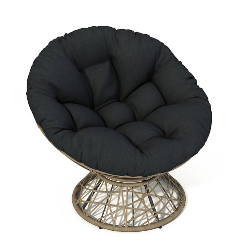 40" Ergonomic Wicker Chair with Cloud Thick Density Fabric Cushion,3-proof Cover,High Capacity Iron Frame,Fluid 360 Degree Swivel for Reading,Living Room, Bedroom,Lounge,Brown Base,2 Colors