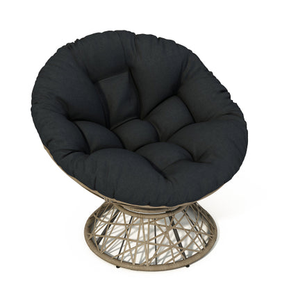 40" Ergonomic Wicker Chair with Cloud Thick Density Fabric Cushion,3-proof Cover,High Capacity Iron Frame,Fluid 360 Degree Swivel for Reading,Living Room, Bedroom,Lounge,Brown Base,2 Colors