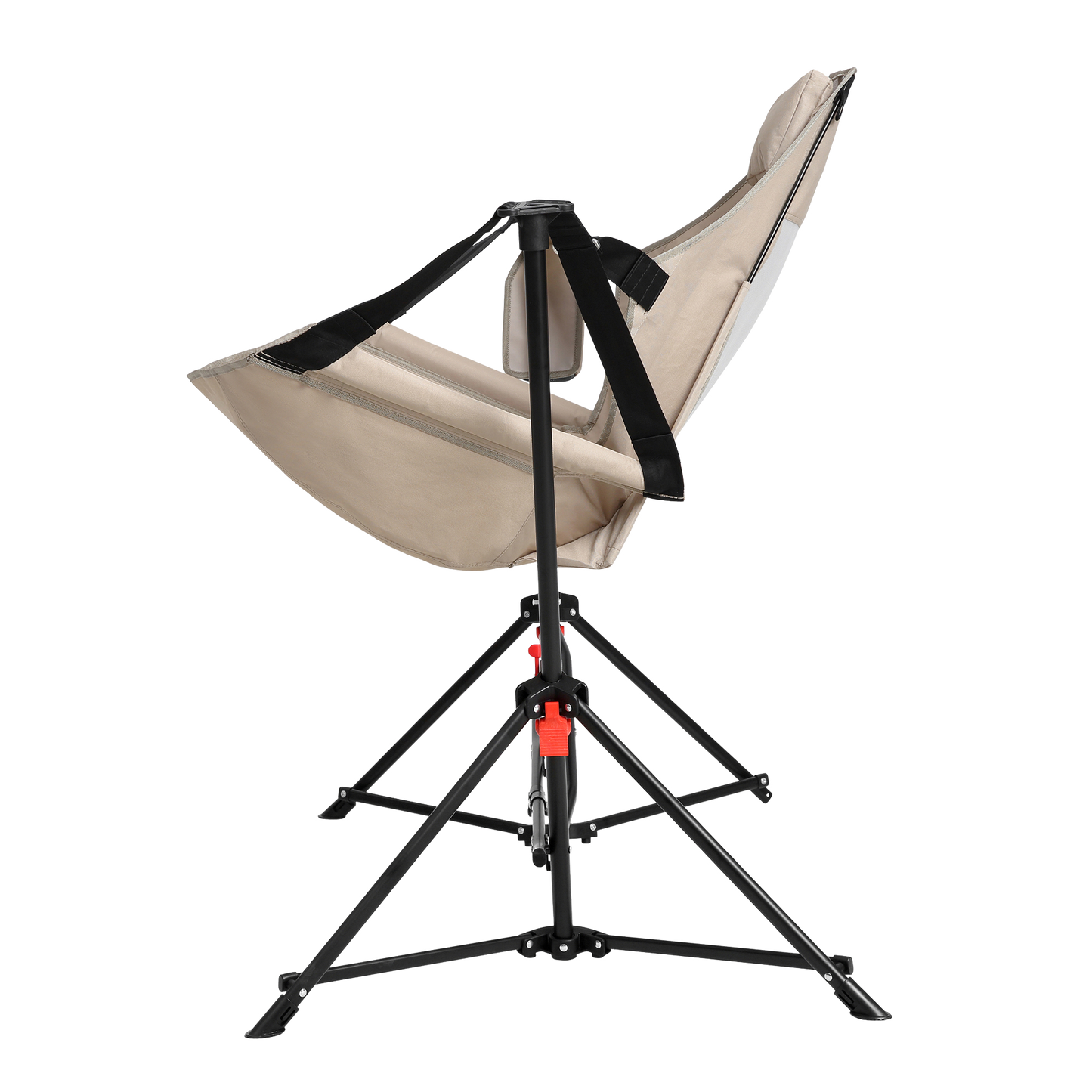 Hammock Camping Chair, Folding Portable Rocking Chair, Aluminum Alloy Adjustable Back Swinging Chair with Pillow Cup Holder, Recliner with Carry Bag for Outdoor Travel Lawn Backyard, Khaki (2pcs)