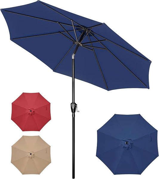 10ft Outdoor Market Patio Umbrella with 8 Sturdy Ribs, Tilt/Crank Push Button for Garden, Deck, Backyard and Pool