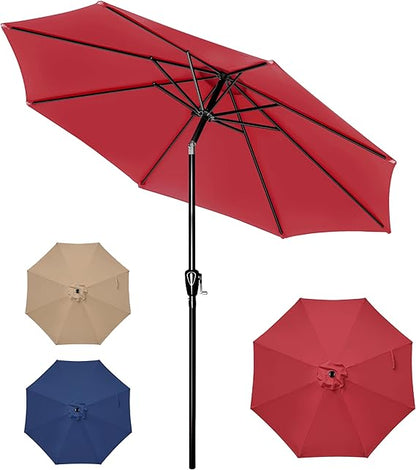 10ft Outdoor Market Patio Umbrella with 8 Sturdy Ribs, Tilt/Crank Push Button for Garden, Deck, Backyard and Pool