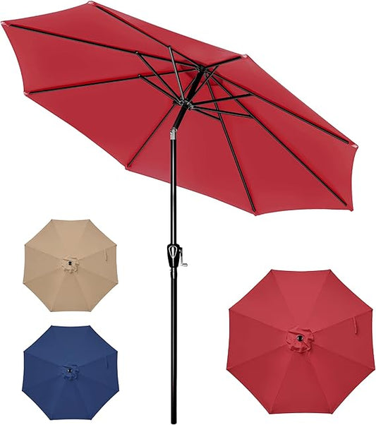 10ft Outdoor Market Patio Umbrella with 8 Sturdy Ribs, Tilt/Crank Push Button for Garden, Deck, Backyard and Pool