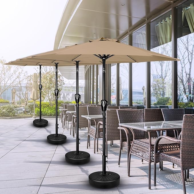 7.5' Patio Umbrella Outdoor Table Market Yard Umbrella with Push Button Tilt/Crank, 6 Sturdy Ribs for Garden, Deck, Backyard, Pool, Tan