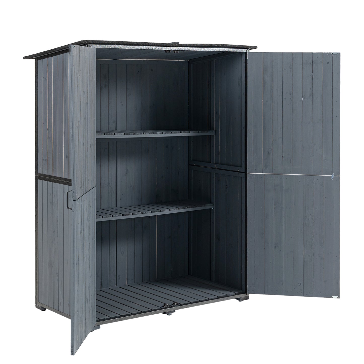 Outdoor Storage Cabinet 55.1"L X 29.1"W X 68.9"H, Garden Shed Tool Shed with Metal Frame Structure for Backyard Garden Patio Lawn (Blue Gray)