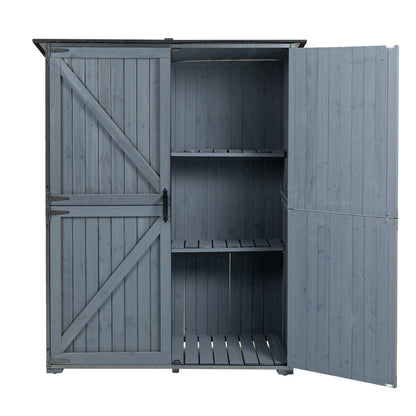 Outdoor Storage Cabinet 55.1"L X 29.1"W X 68.9"H, Garden Shed Tool Shed with Metal Frame Structure for Backyard Garden Patio Lawn (Blue Gray)