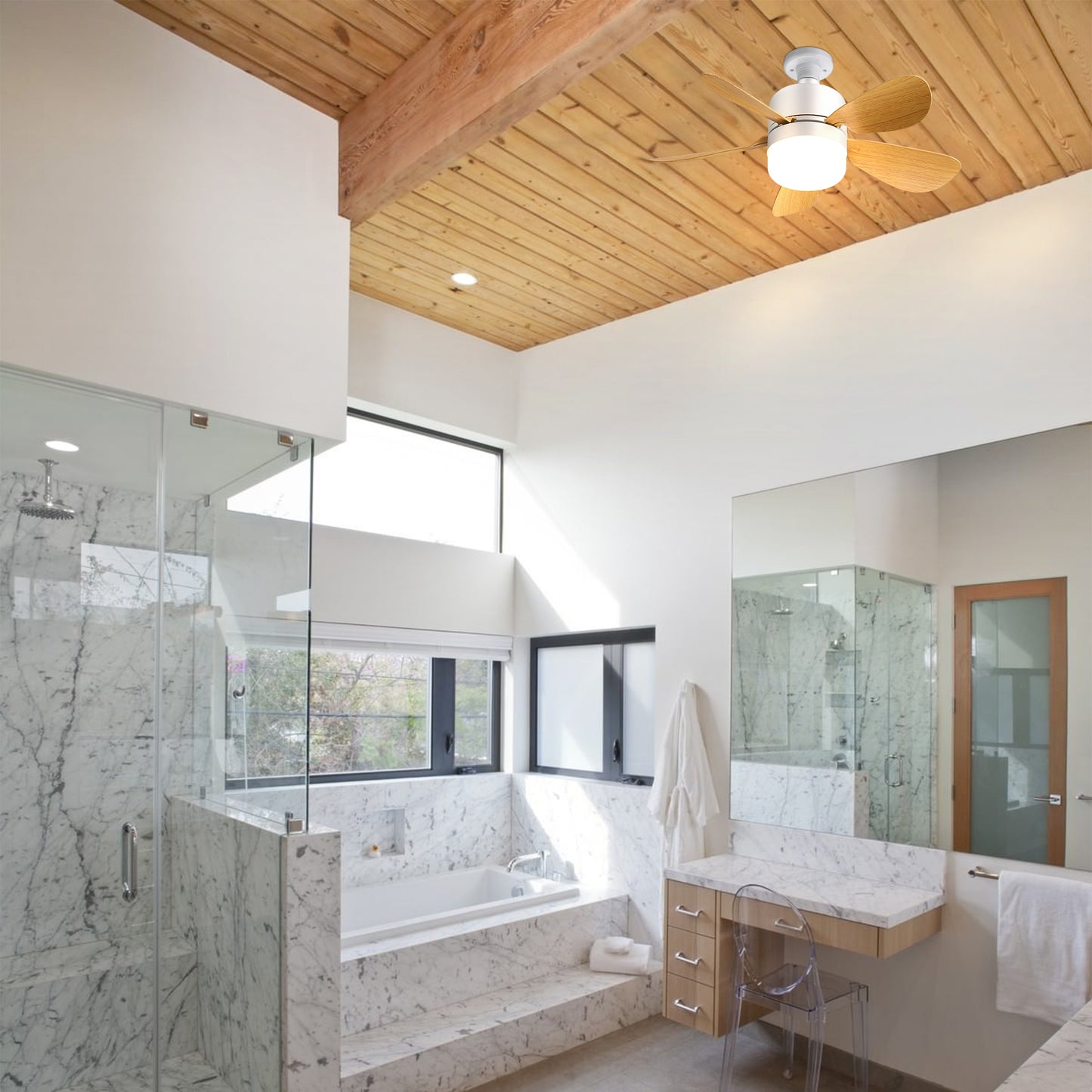 16 Inch Socket Ceiling Fans with Dimmable LED Light 2 in 1 Screw Small Ceiling Fan