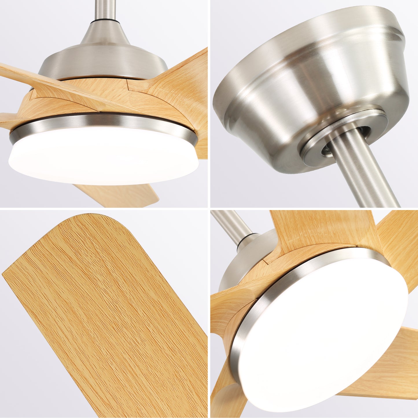 52 Inch Modern Ceiling Fan with Dimmable LED Light and Remote Control 5 ABS Blades 3 Color Tempearture