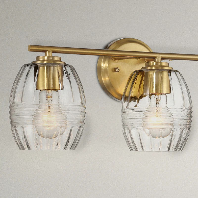 Luster Three Lights Vanity With Clear Glass for Bathrooms above Mirror Wall Lamp - Satin Brass