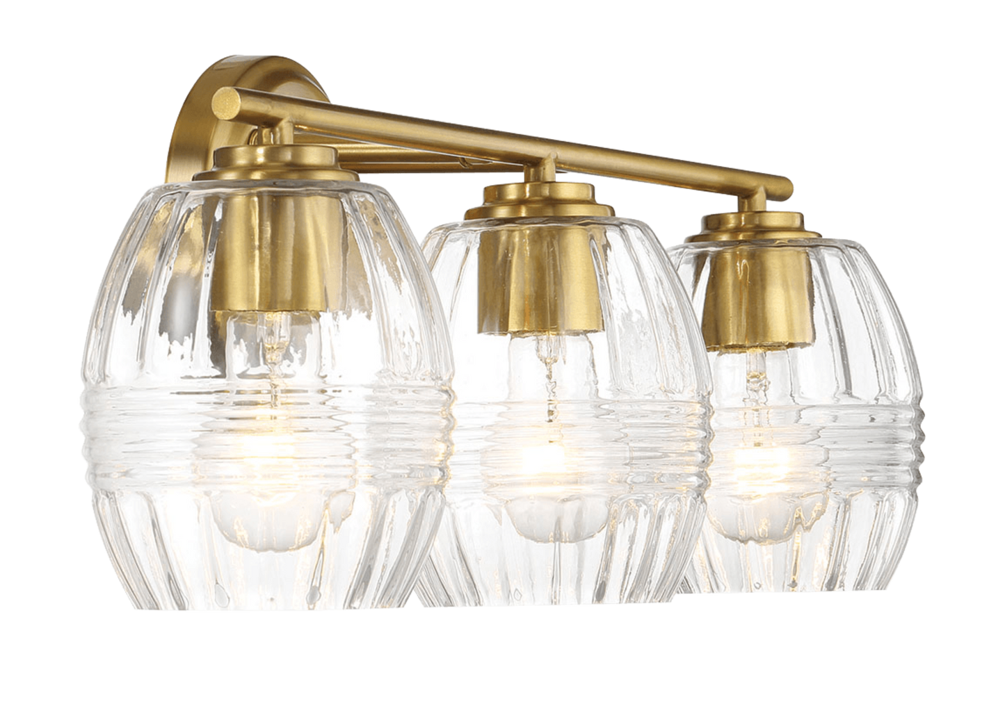 Luster Three Lights Vanity With Clear Glass for Bathrooms above Mirror Wall Lamp - Satin Brass