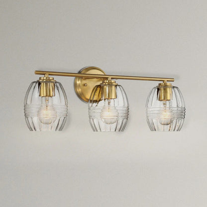 Luster Three Lights Vanity With Clear Glass for Bathrooms above Mirror Wall Lamp - Satin Brass