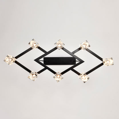 Matte Black Crystal Chandelier for Dining Room, 8-Light Kitchen Chandelier Light Fixture Modern Metal Industrial Chandeliers for Farmhouse Entryway Living Room (8*G9 Bulbs Included)