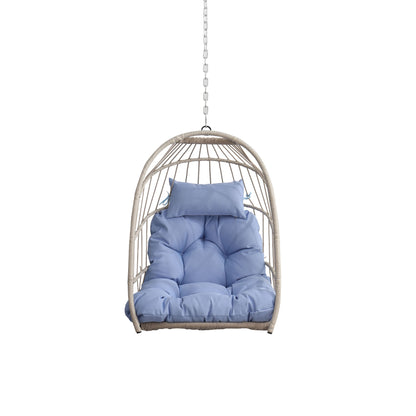 Outdoor garden rattan egg swing chair hanging chair PE hanging chair blue