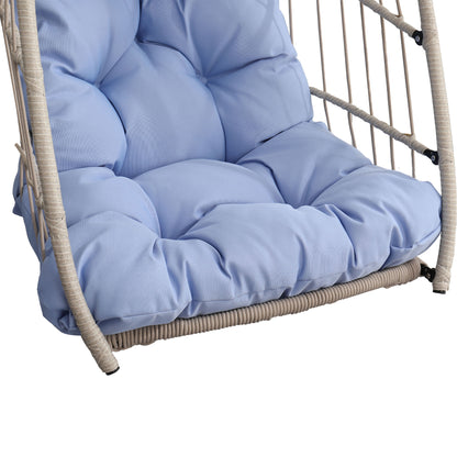 Outdoor garden rattan egg swing chair hanging chair PE hanging chair blue