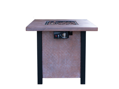 25" H Outdoor Patio Propane Gas Fire Pit Table - 50,000 BTU High-temperature-resistant carving process for environmentally friendly materials with the effect of rattan weaving grain