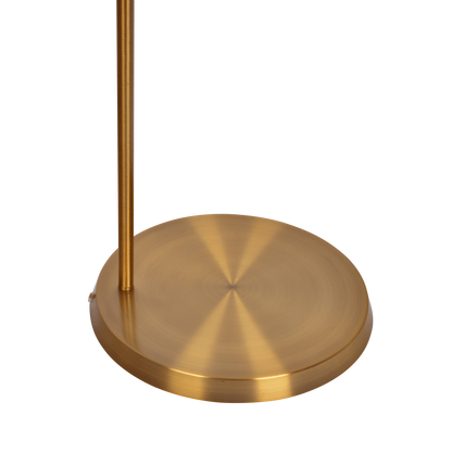 Zenith Offset Brass Base Floor Lamp with Drum-shaped Linen Shade