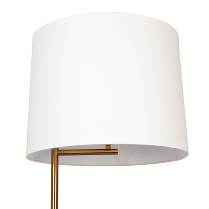 Zenith Offset Brass Base Floor Lamp with Drum-shaped Linen Shade