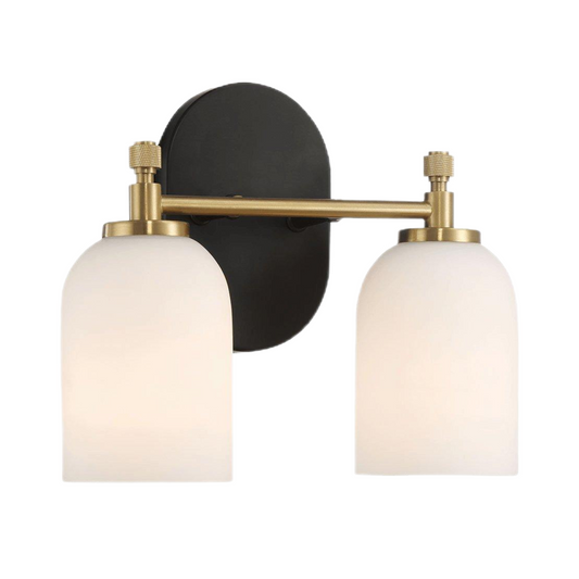 Vortex Traditional Style Two Lights Vanity Over Bathroom Mirror Wall Sconce with White Frosted Glass 12.25"W × 10.125"H × 5.5"E