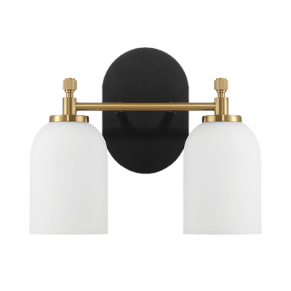 Vortex Traditional Style Two Lights Vanity Over Bathroom Mirror Wall Sconce with White Frosted Glass 12.25"W × 10.125"H × 5.5"E