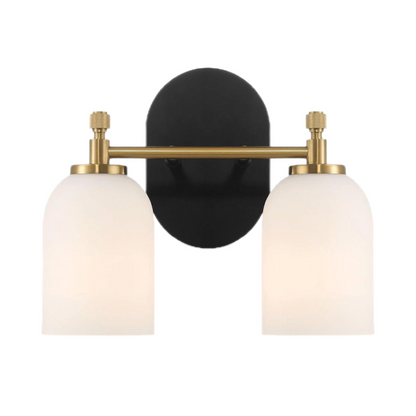 Vortex Traditional Style Two Lights Vanity Over Bathroom Mirror Wall Sconce with White Frosted Glass 12.25"W × 10.125"H × 5.5"E