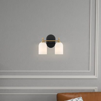 Vortex Traditional Style Two Lights Vanity Over Bathroom Mirror Wall Sconce with White Frosted Glass 12.25"W × 10.125"H × 5.5"E