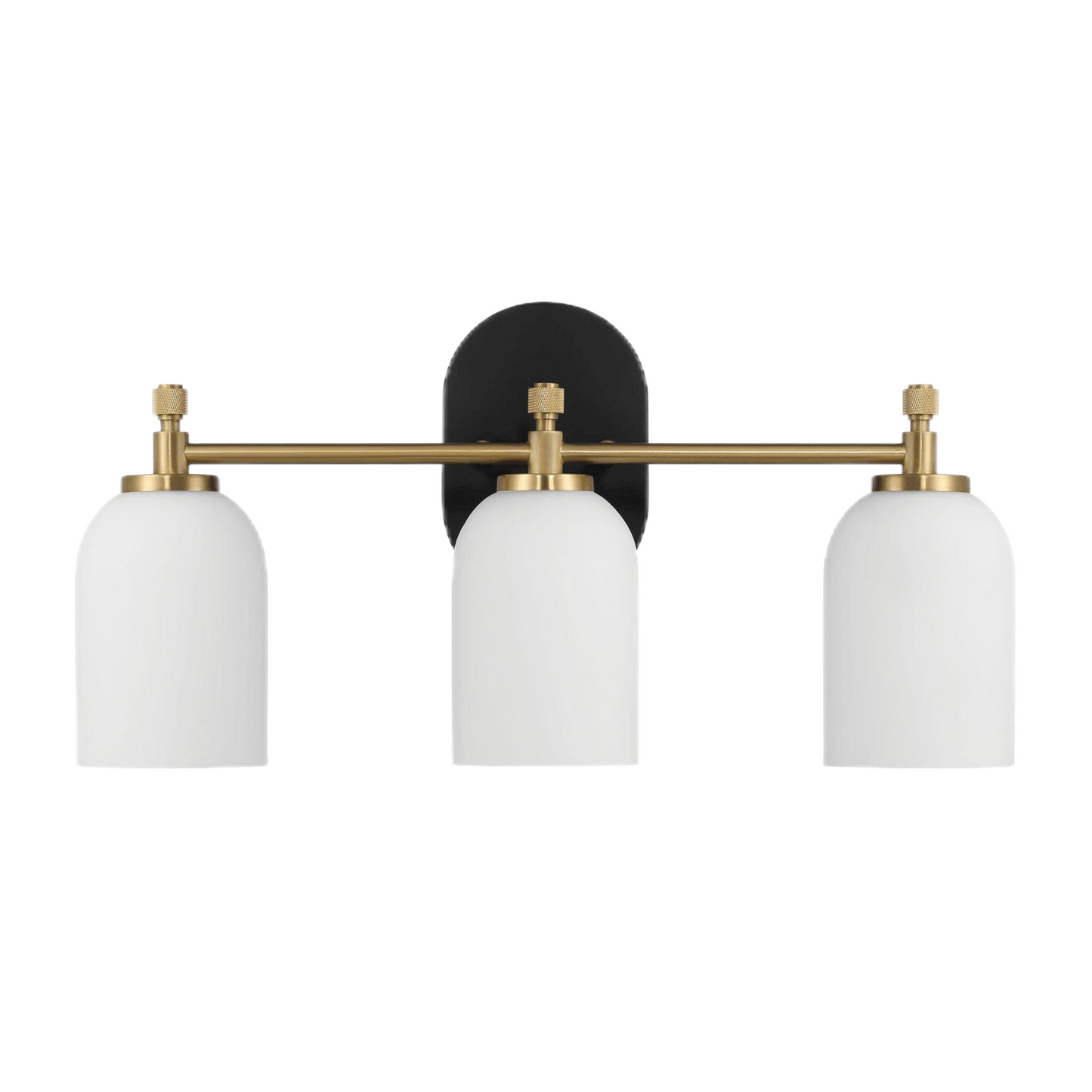 Meadows Three Lights Vanity Brushed Gold Bathroom Wall Light with White Frosted Glass 20.5"W × 10.125"H × 5.5"E