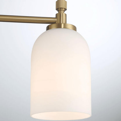 Meadows Three Lights Vanity Brushed Gold Bathroom Wall Light with White Frosted Glass 20.5"W × 10.125"H × 5.5"E