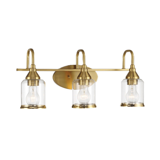Twilight Brushed Gold Contemporary Vanity Light with Clear Glass, 22"W × 10"H × 7.48"E Dining Room Lighting Fixtures Hanging, Dining Light for Bedroom, Foyer, Hall, Kitchen, Living Room and Entryway