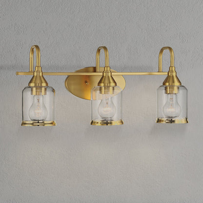 Twilight Brushed Gold Contemporary Vanity Light with Clear Glass, 22"W × 10"H × 7.48"E Dining Room Lighting Fixtures Hanging, Dining Light for Bedroom, Foyer, Hall, Kitchen, Living Room and Entryway