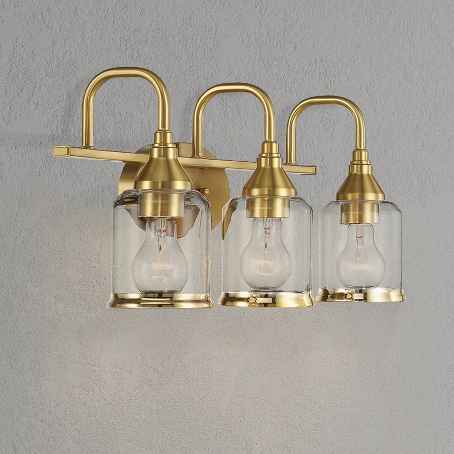 Twilight Brushed Gold Contemporary Vanity Light with Clear Glass, 22"W × 10"H × 7.48"E Dining Room Lighting Fixtures Hanging, Dining Light for Bedroom, Foyer, Hall, Kitchen, Living Room and Entryway